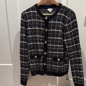 J. Crew Black and White Patterned Lady Jacket Cardigan